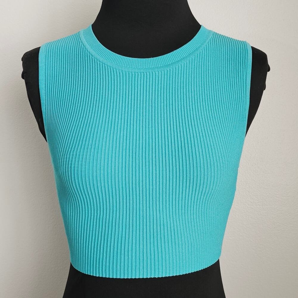 EUC Aritzia BABATON Teal/Turquoise Sculpt Knit Ribbed Fitted Muscle Tank Top XS